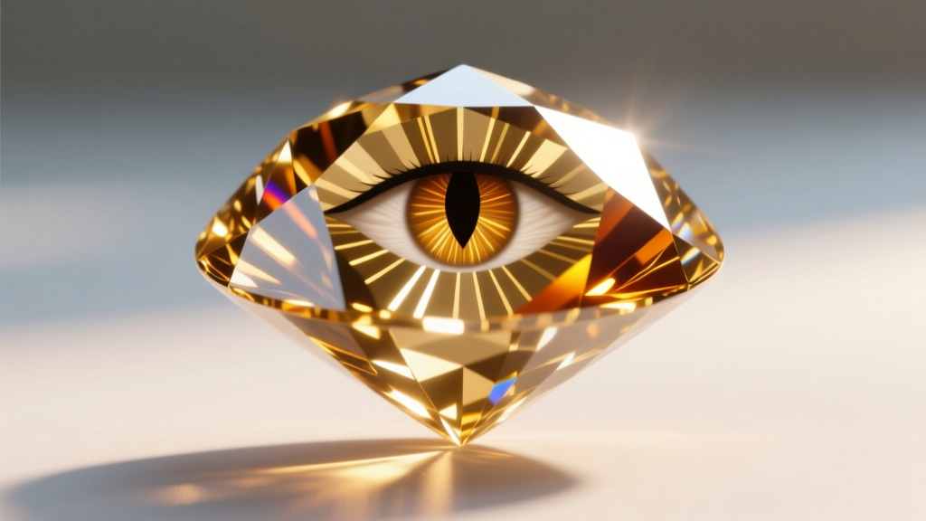 Diagram of a high-dome cabochon gemstone showing parallel rutile inclusions reflecting light to form a sharp cat eye optical effect.