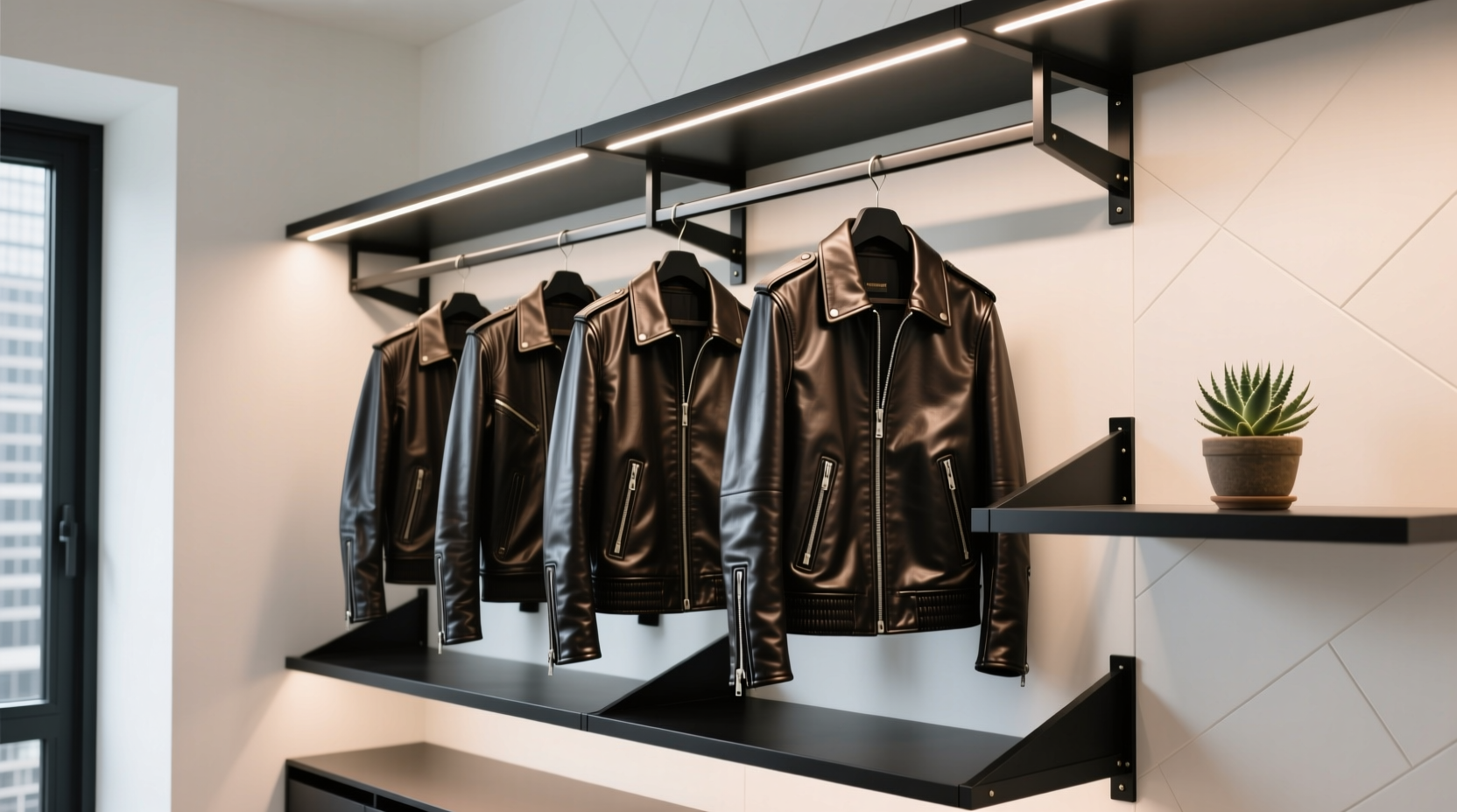 leather jacket storage upright shoulder safe