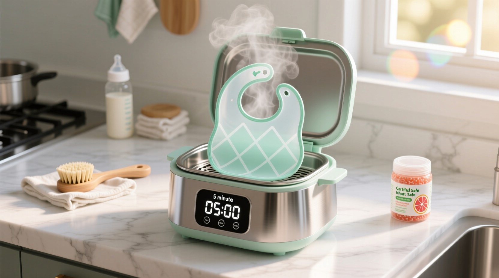 eco friendly cleaning steam vs gse for baby bibs