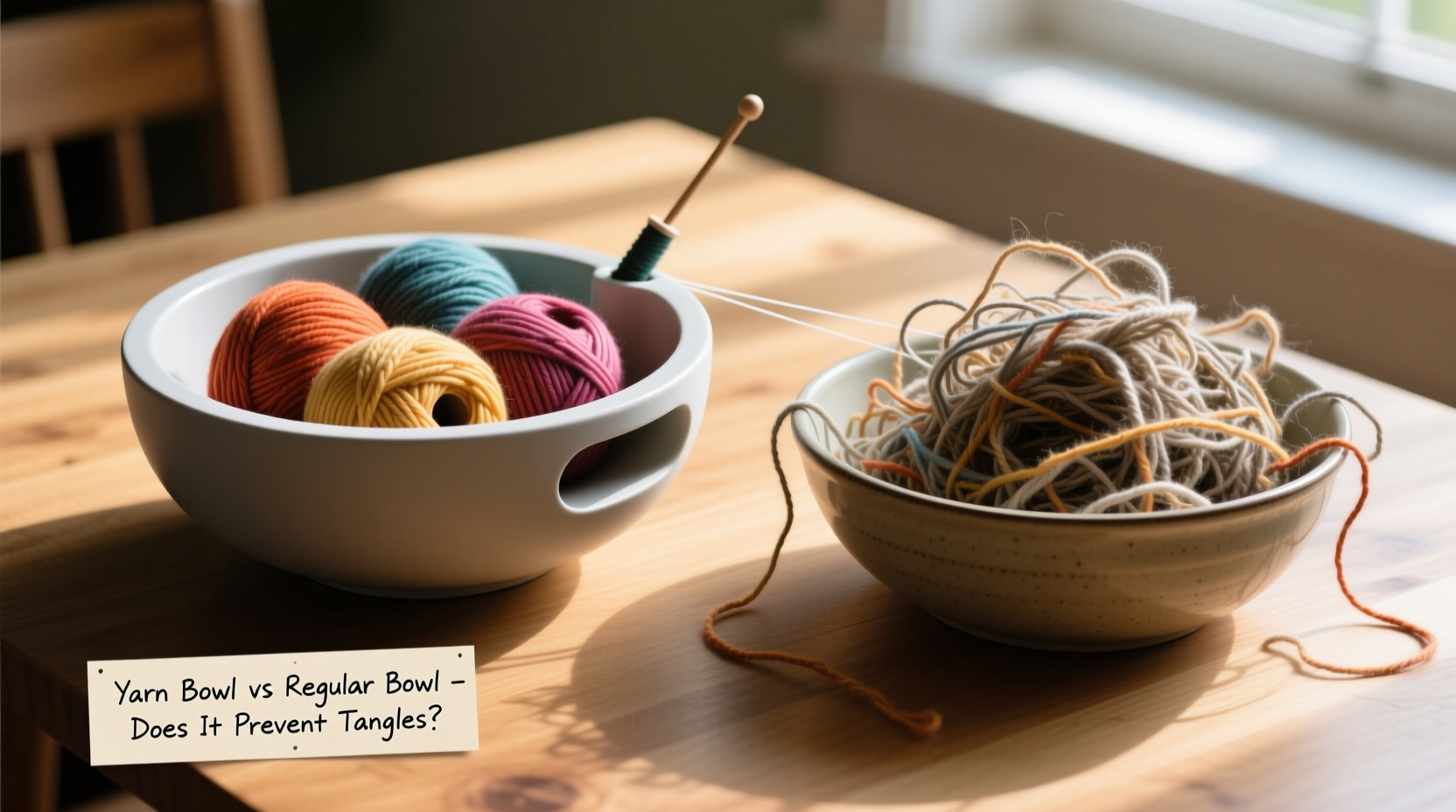 yarn bowl vs regular bowl does it actually help with knitting tangles