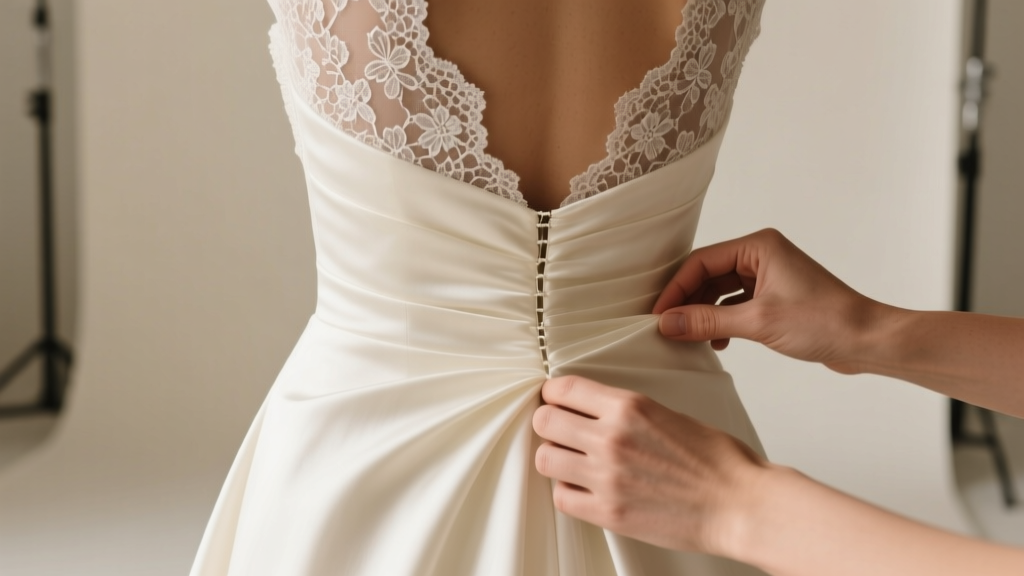 How to Bustle a Lace-Overlay Wedding Dress
