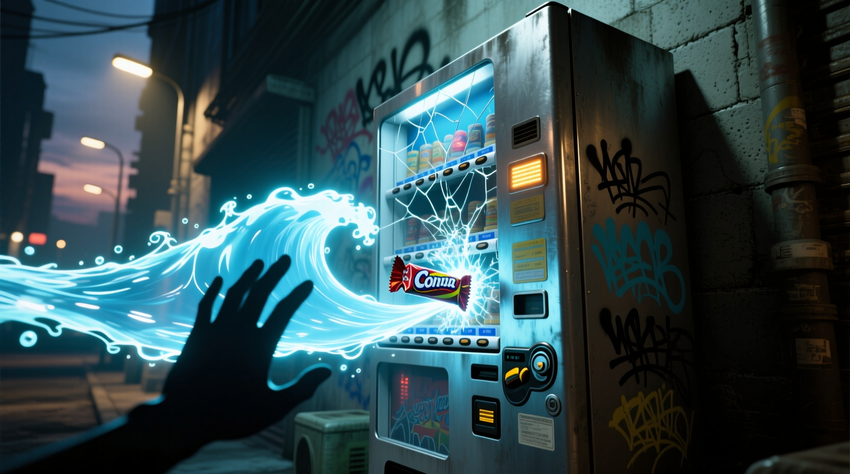 free a stuck item in a vending machine by creating a wa