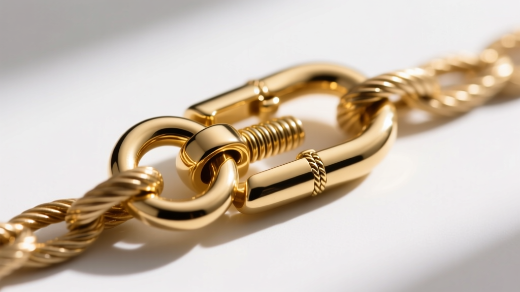 Macro shot of a 14k gold lobster clasp on a thick cable chain, showing the soldered jump ring and heavy-duty spring mechanism.