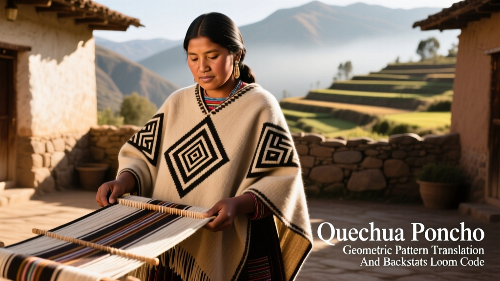 Quechua Poncho Geometric Pattern Translation And Backstrap Loom Code