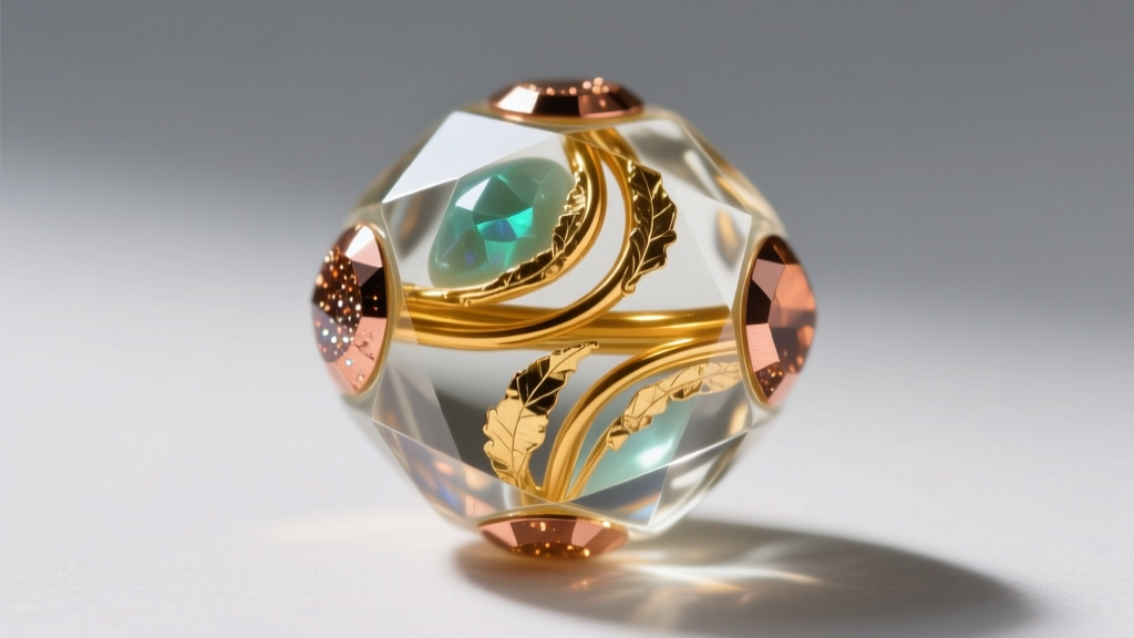 Close-up of Venetian lampwork glass bead showing 24k gold leaf inclusions and aventurine copper crystals under bright light.
