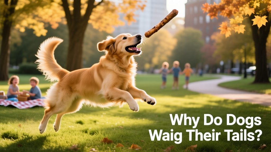 A happy dog playing with a stick in a sunny park