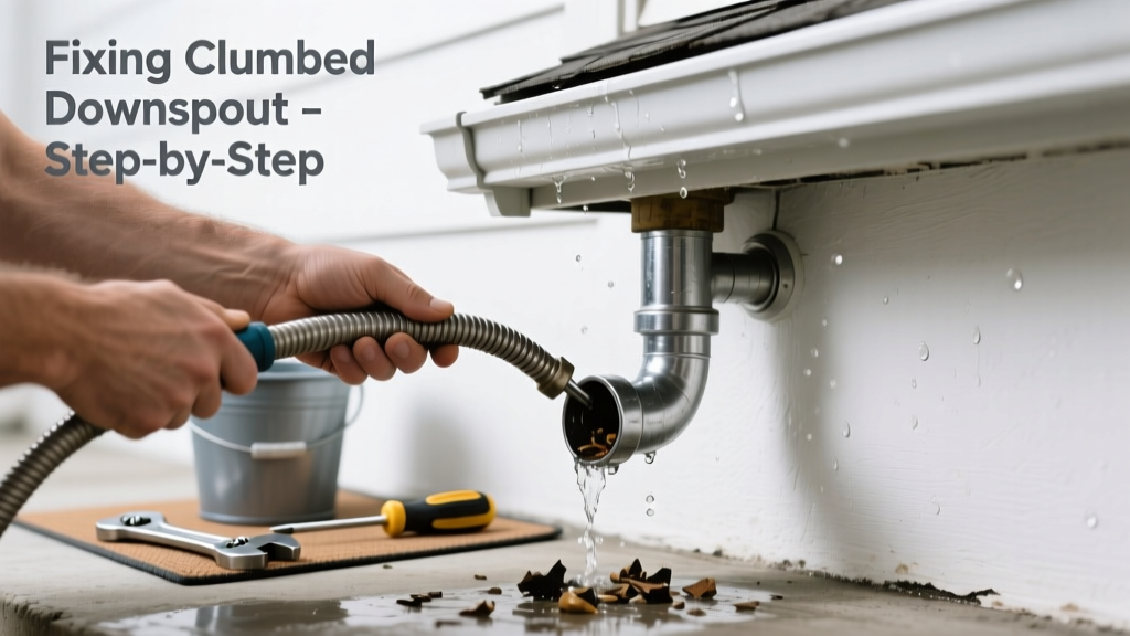 Fixing a Noisy Clogged Gutter Downspout