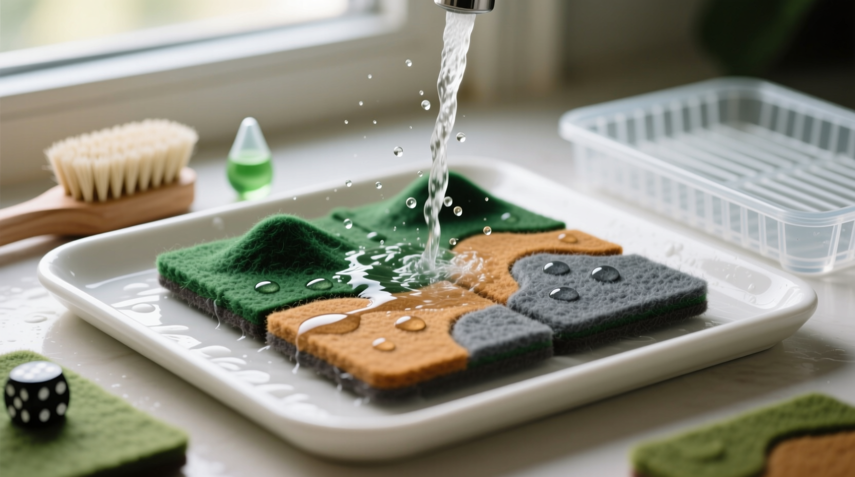 how to wash felt terrain tiles without shedding fibers