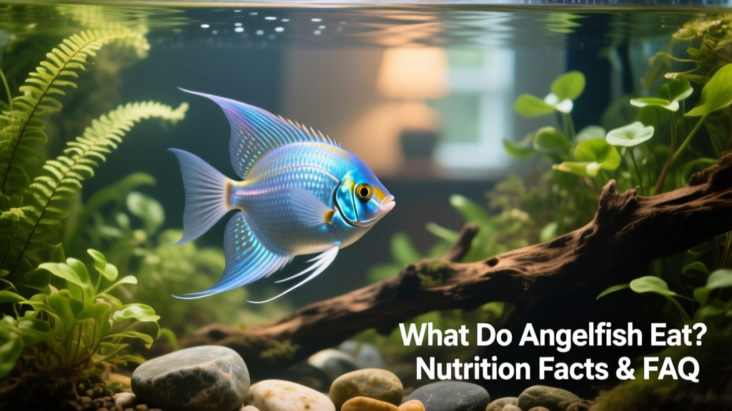 Angelfish swimming gracefully in a well-planted freshwater aquarium with soft lighting