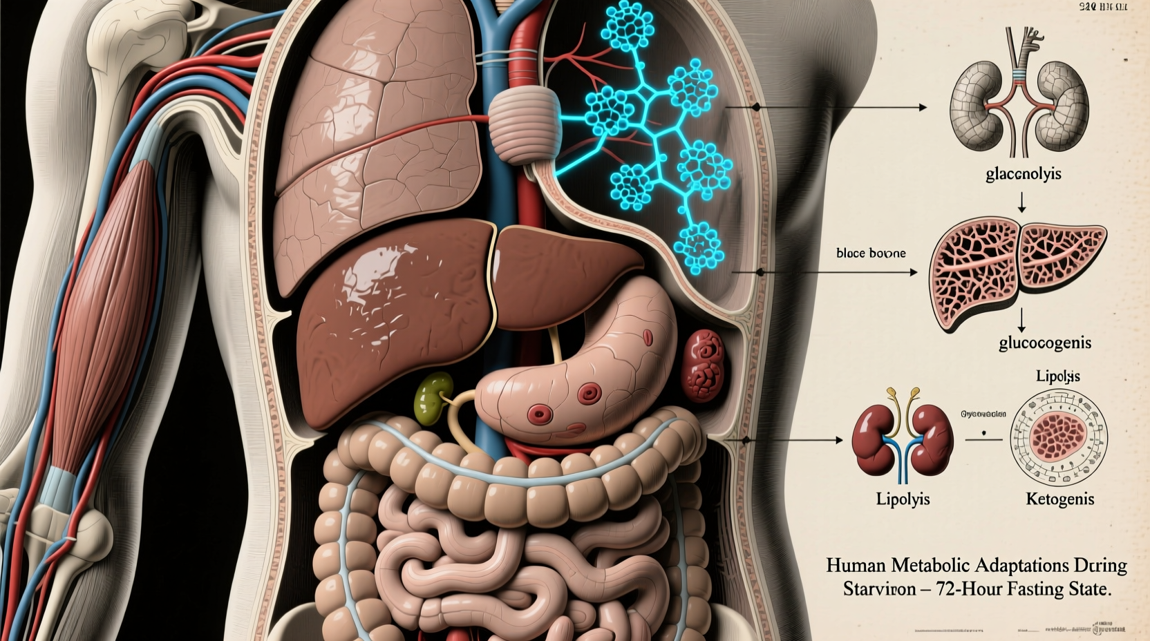 Human body metabolic processes during starvation
