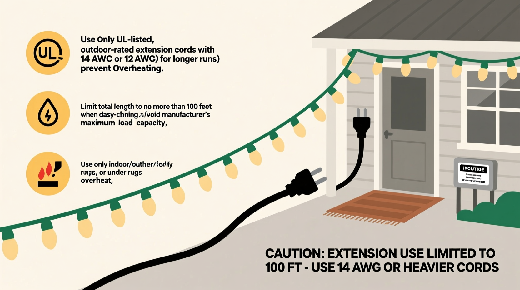 can you use extension cords for christmas lights safely length limits and gauges