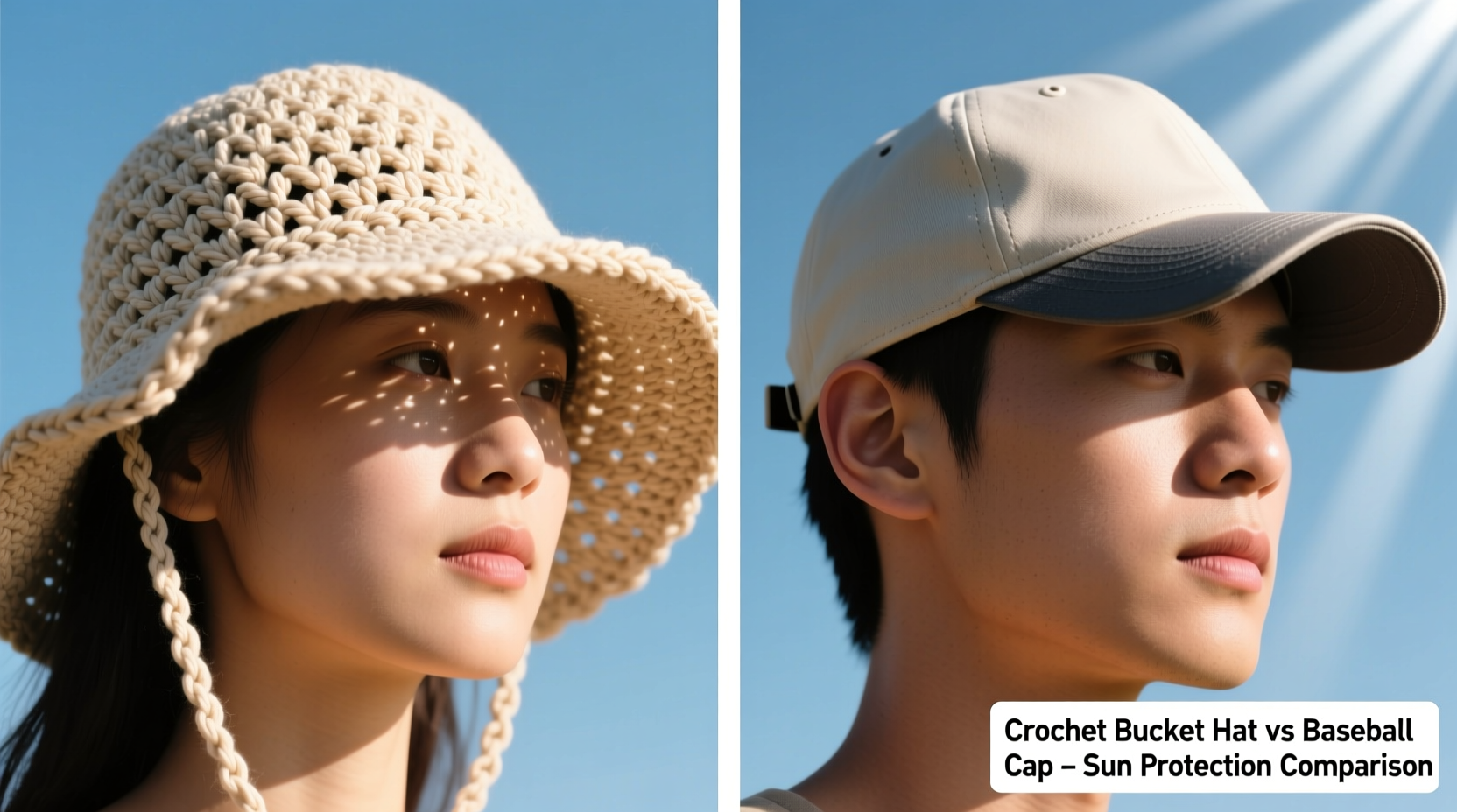 crochet bucket hats vs baseball caps which blocks more sun rays