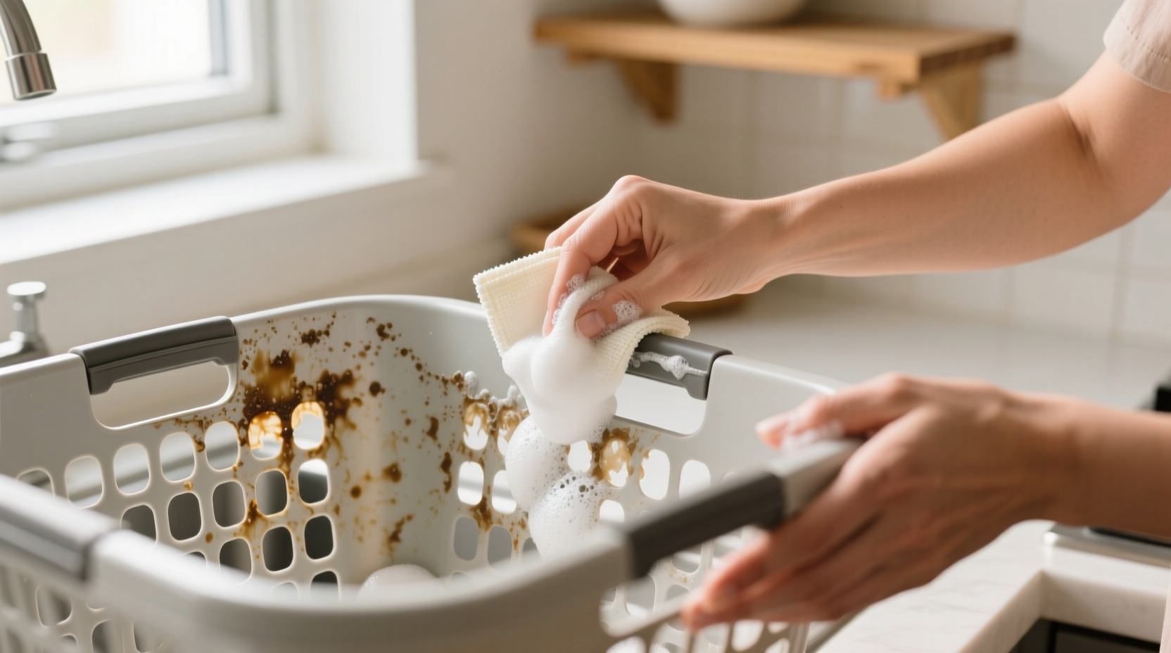 how to remove silicone residue from laundry baskets