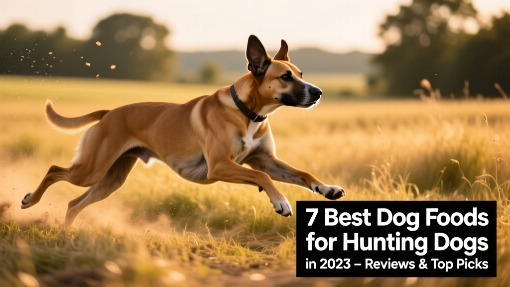 A well-conditioned hunting dog mid-stride in fieldwork, muscles defined, focused expression