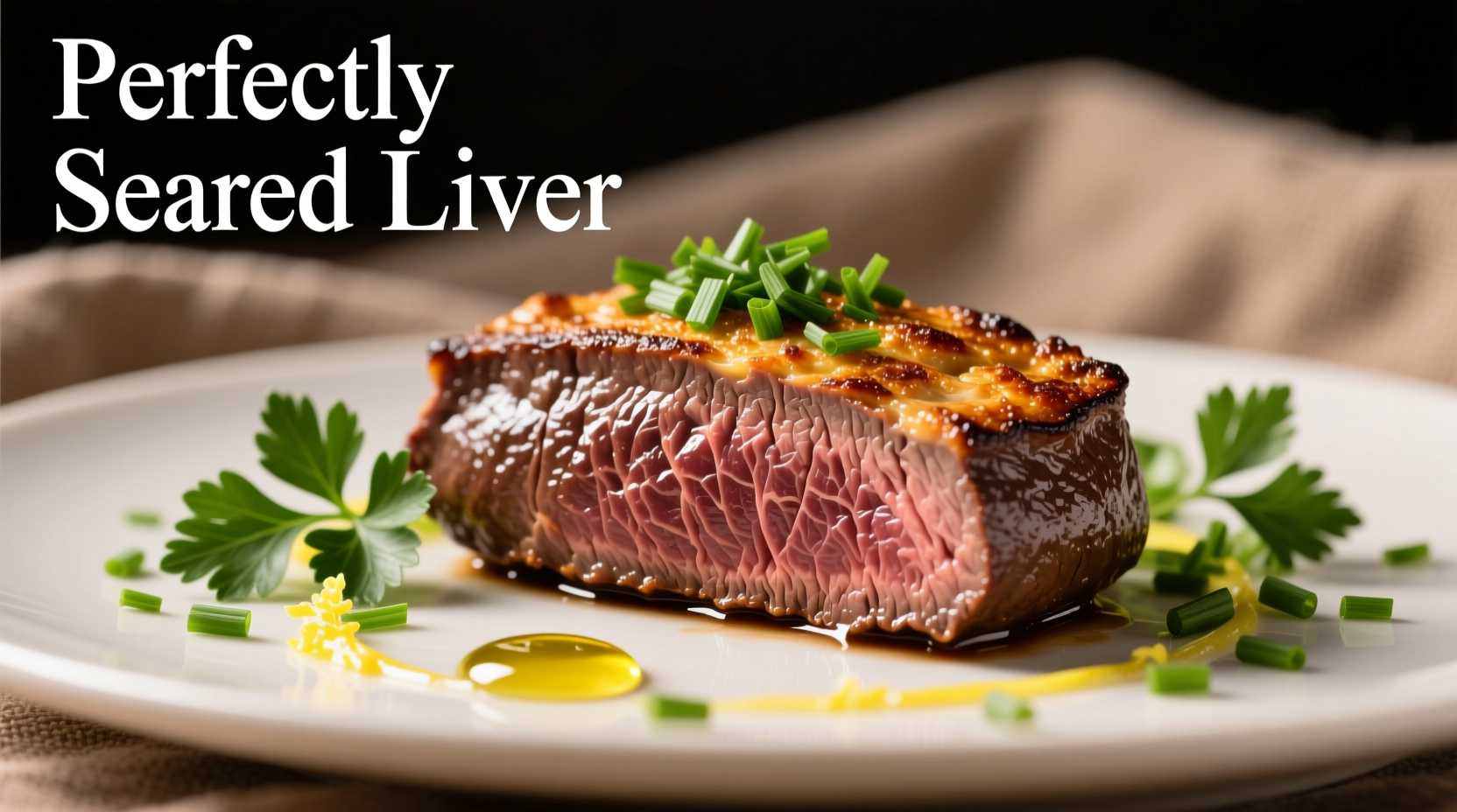 Perfectly seared liver with golden crust and fresh herbs