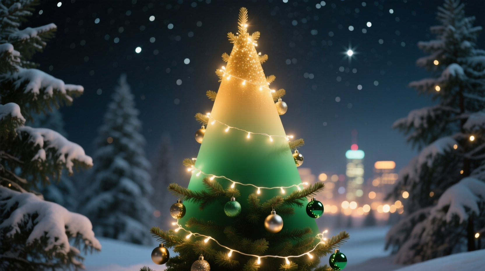 how to create a gradient effect from top to bottom on a christmas tree with lights