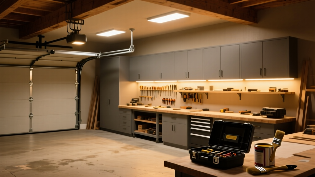 Garage Lighting Plan: 4000K Ambient + 5000K Task