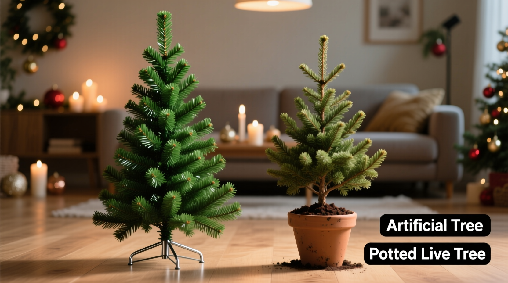 artificial christmas tree vs potted live tree which lasts longer with care