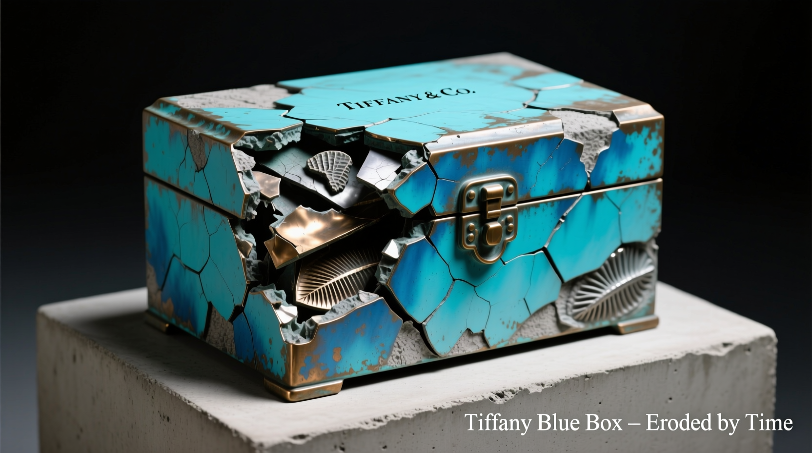 daniel arsham with tiffany x arsham studio bronze eroded tiffany blue box