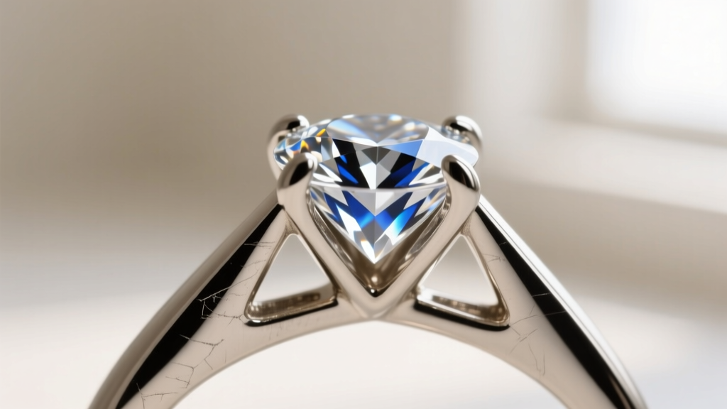Extreme close-up of a V-prong securing a marquise diamond tip, highlighting the precise metal fold over the gemstone girdle