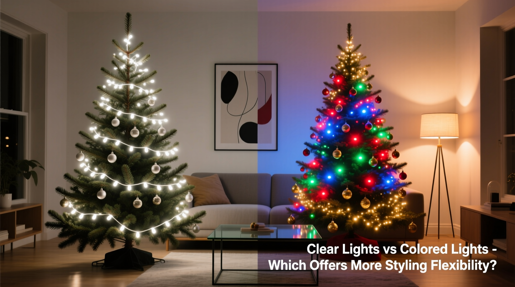 prelit tree with clear lights vs colored lights which offers more styling flexibility
