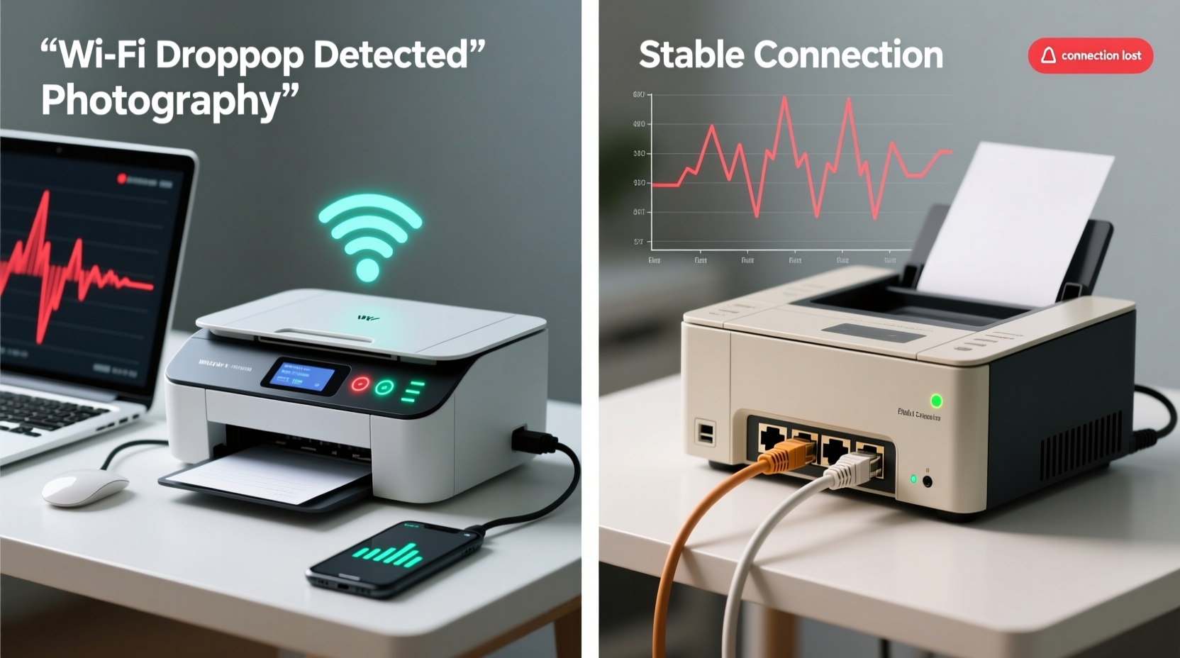 wireless printer vs wired reliability and connectivity issues faced