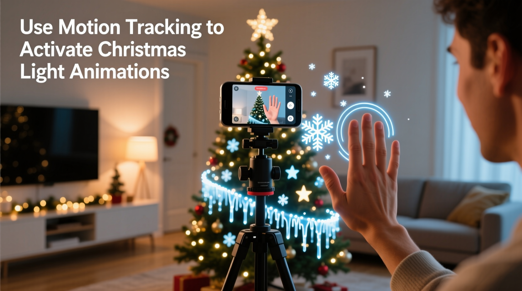 how to use motion tracking to activate christmas light animations