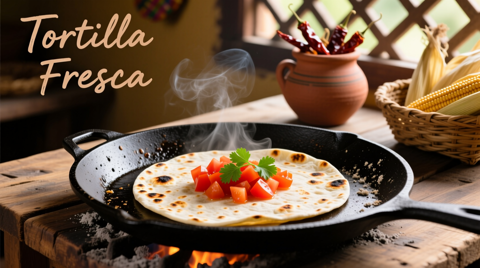 Freshly made tomato tortillas on a traditional comal