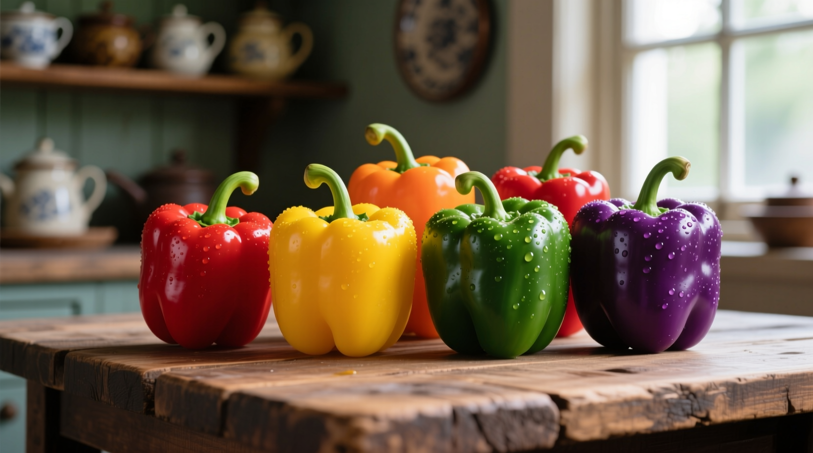 Colorful bell peppers showing different varieties
