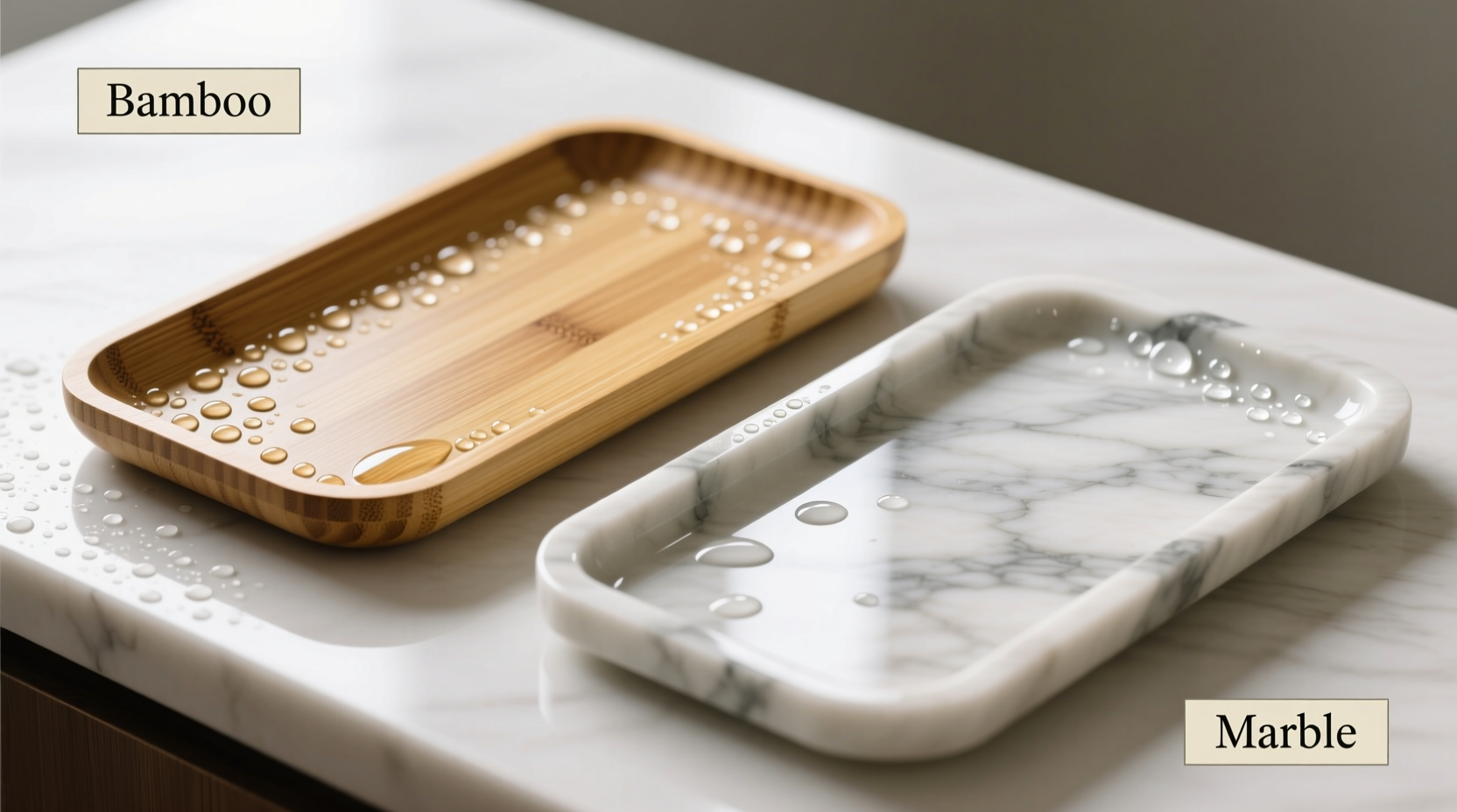 bamboo cocktail trays vs marble which holds condensation better