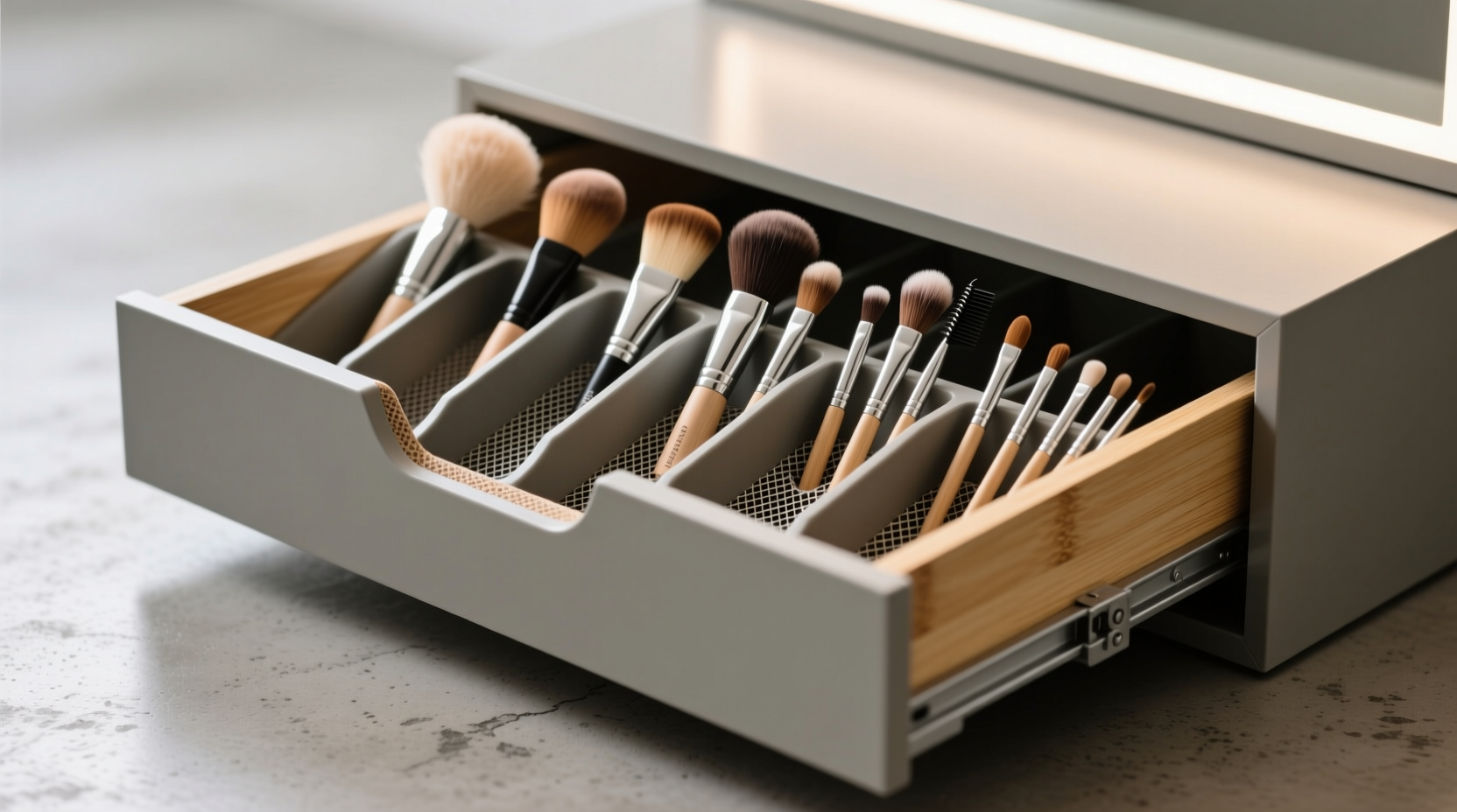 closet organization tips beauty brush storage