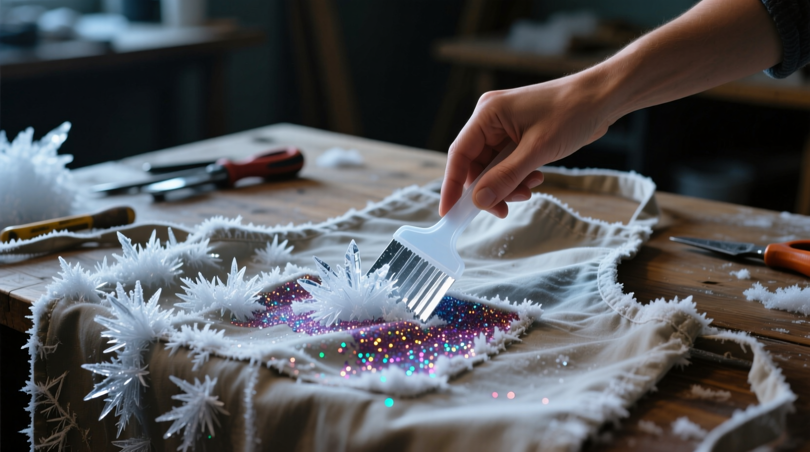 glitter glue removal freeze scrape method