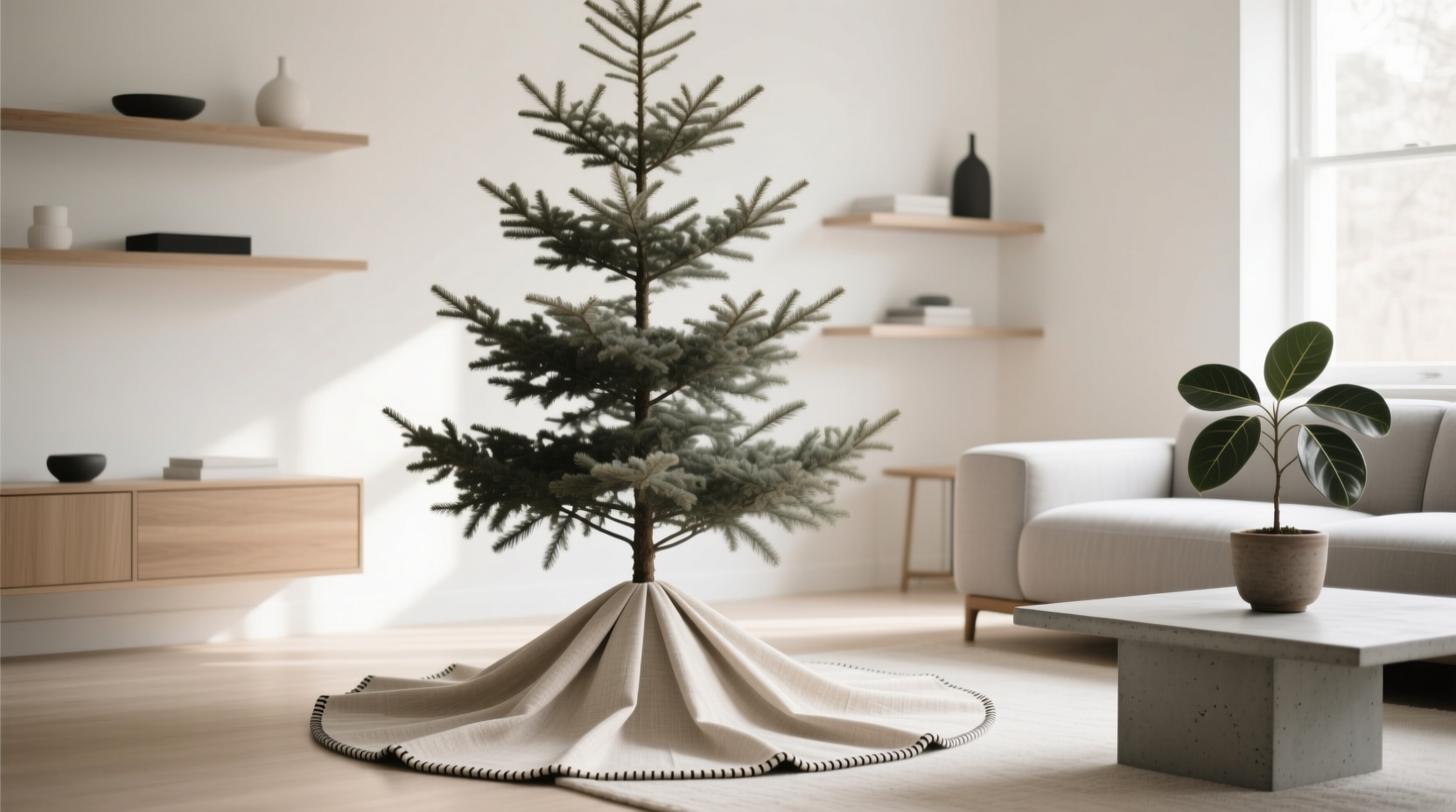 tree skirt styles that complement modern minimalist decor without looking cluttered