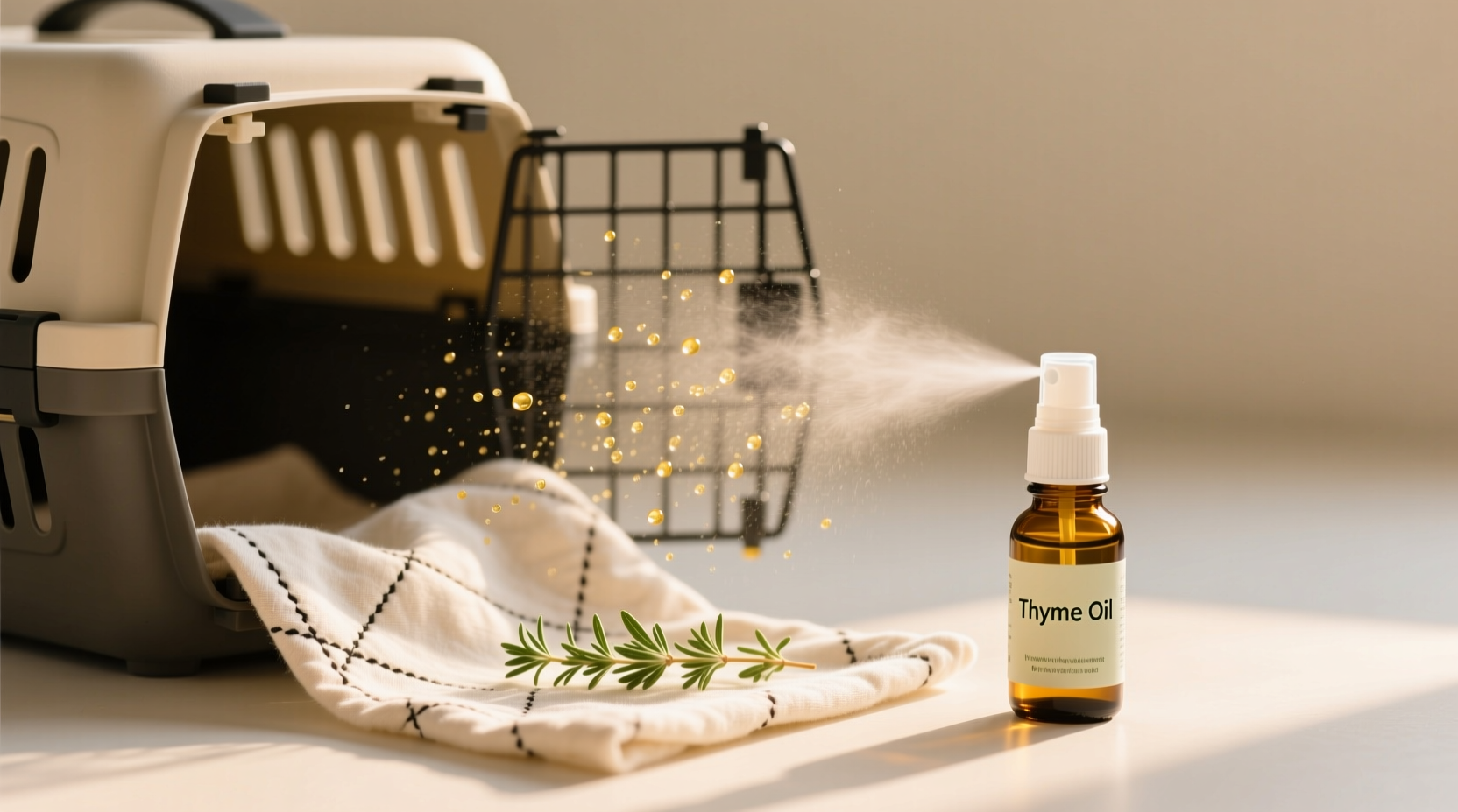 eco friendly cleaning thyme oil pet carrier sanitization