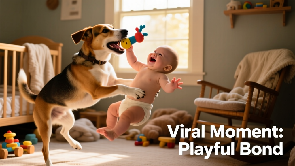 Video of Dog Treating Baby Like a 'Squeaky Toy' Is Going Viral