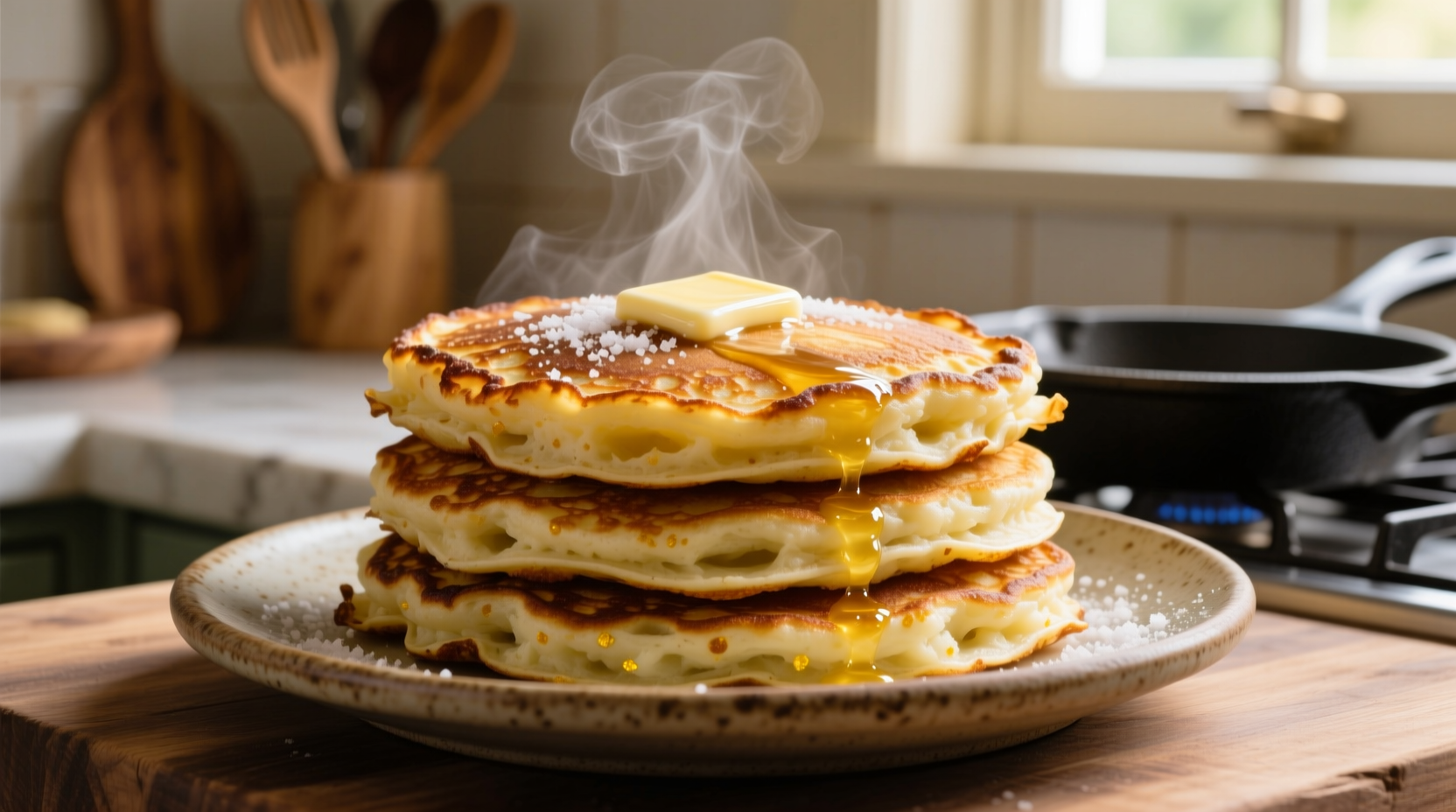 Golden mashed potato pancakes with crispy edges