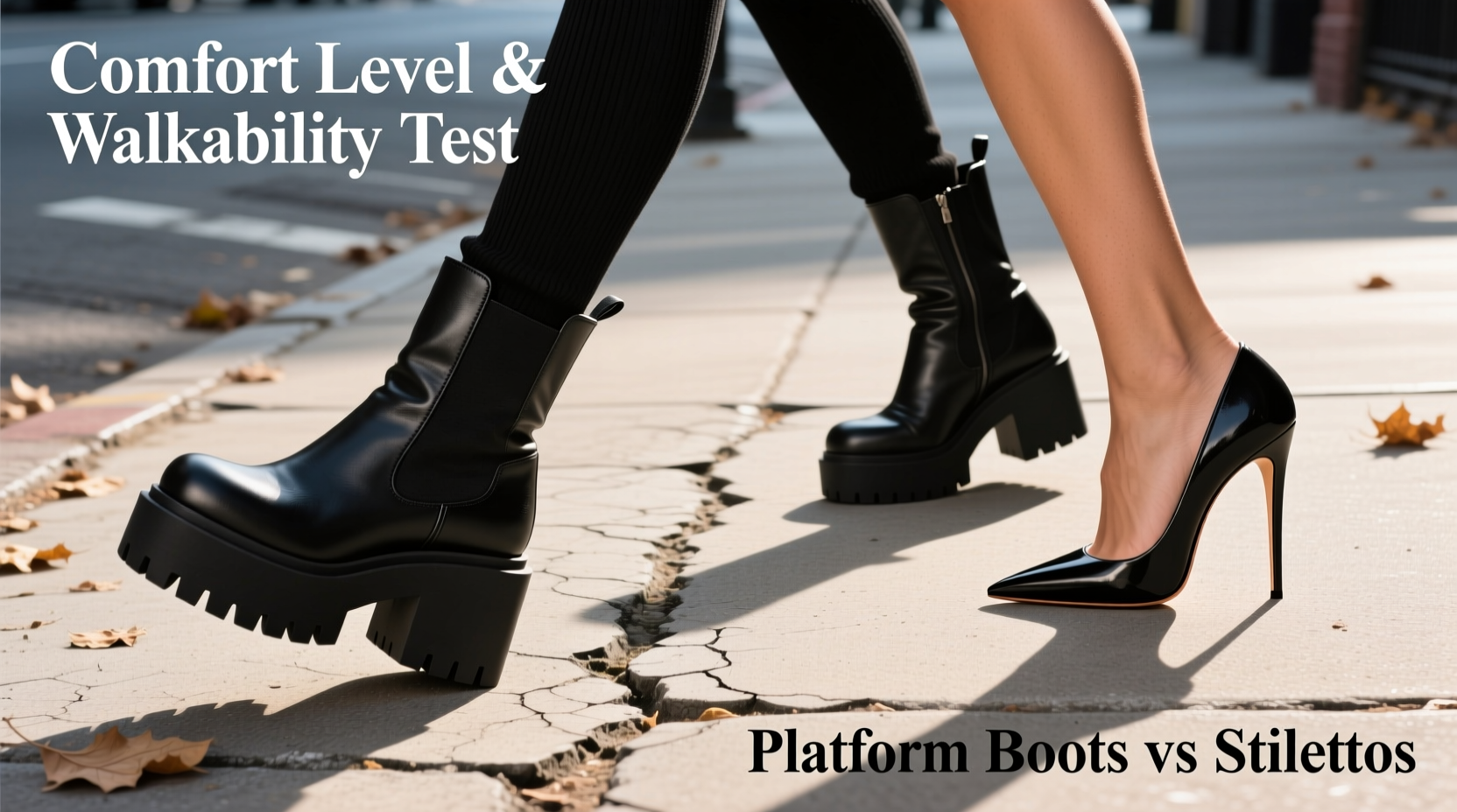 platform boots vs stiletto heels comfort level and walkability test