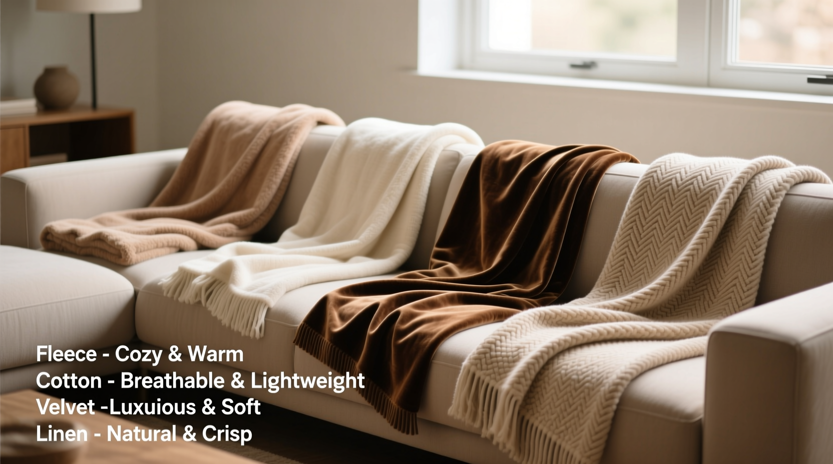 how to pick the perfect throw blanket for your sofa based on material