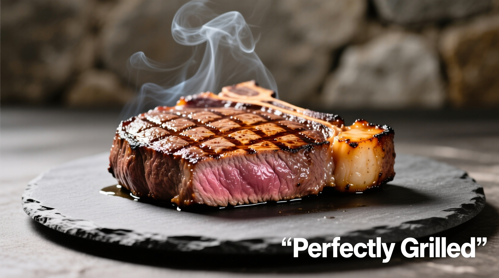 Perfectly grilled filet mignon with crosshatched sear marks