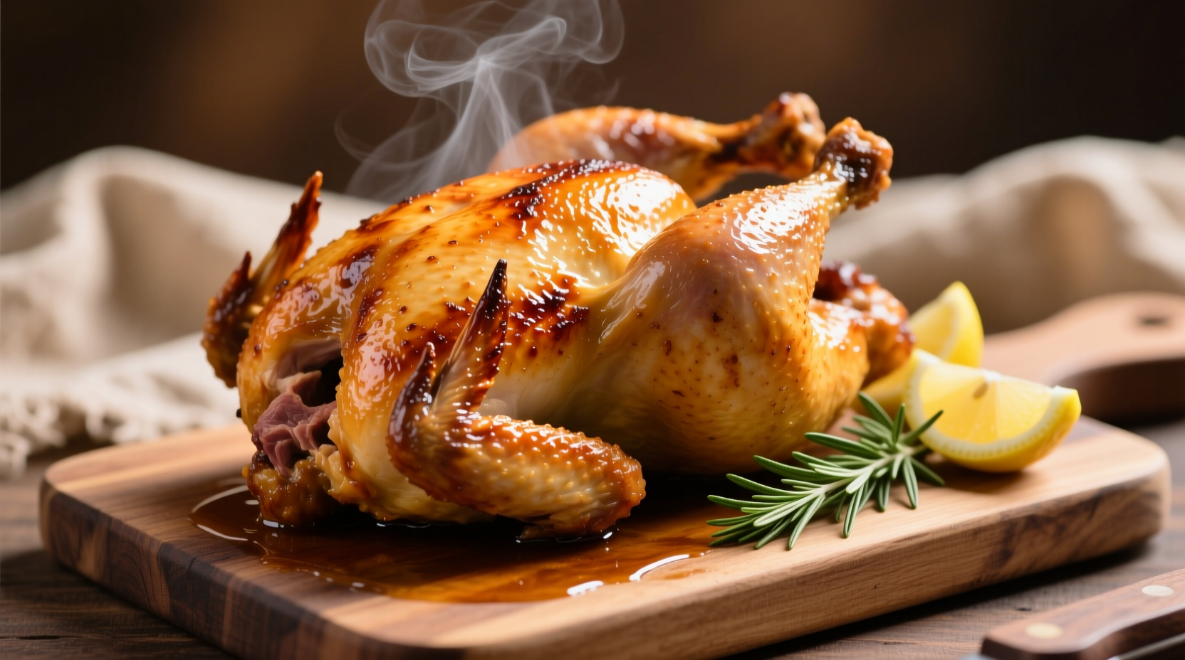 Perfectly roasted golden brown whole chicken