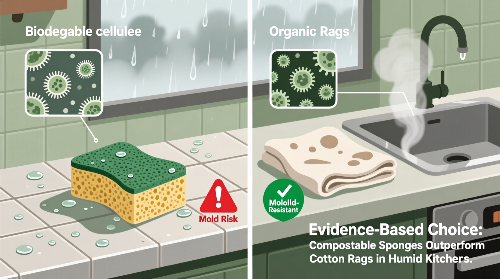 compostable sponges vs cotton rags mold resistance