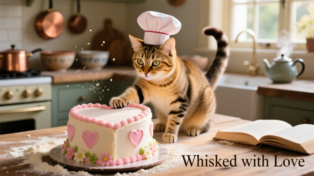 Watch This Adorable Tabby Help Bake a Heart-Shaped Cake for Her Humans