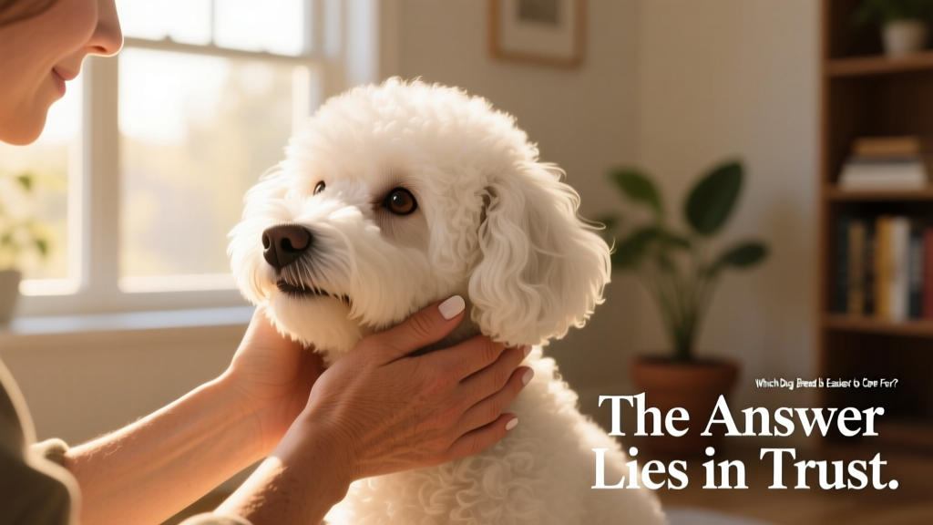A person’s hands gently cradling a dog’s face with visible affection and trust