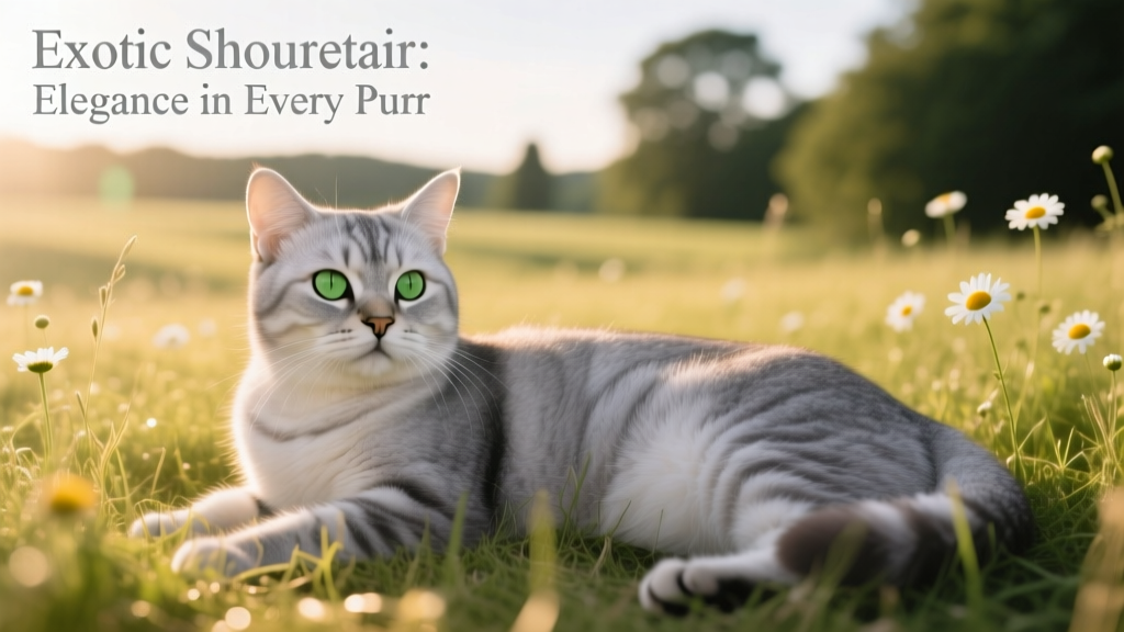 exotic shorthair lying in grass