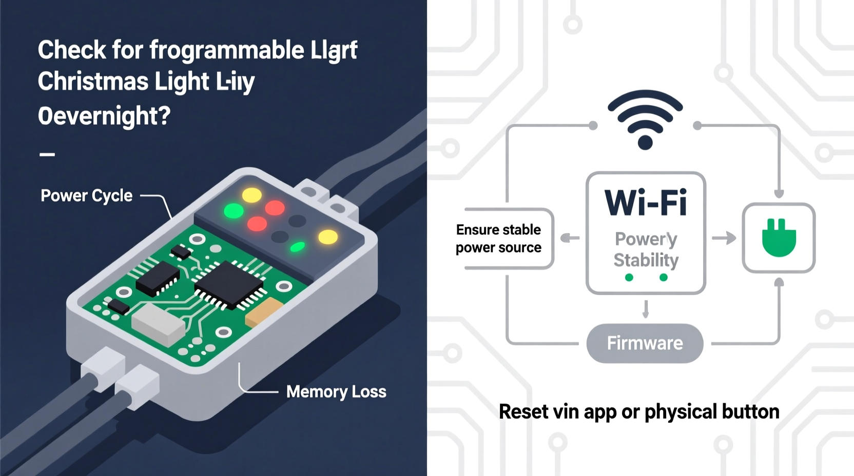 why does my programmable christmas light display reset overnight