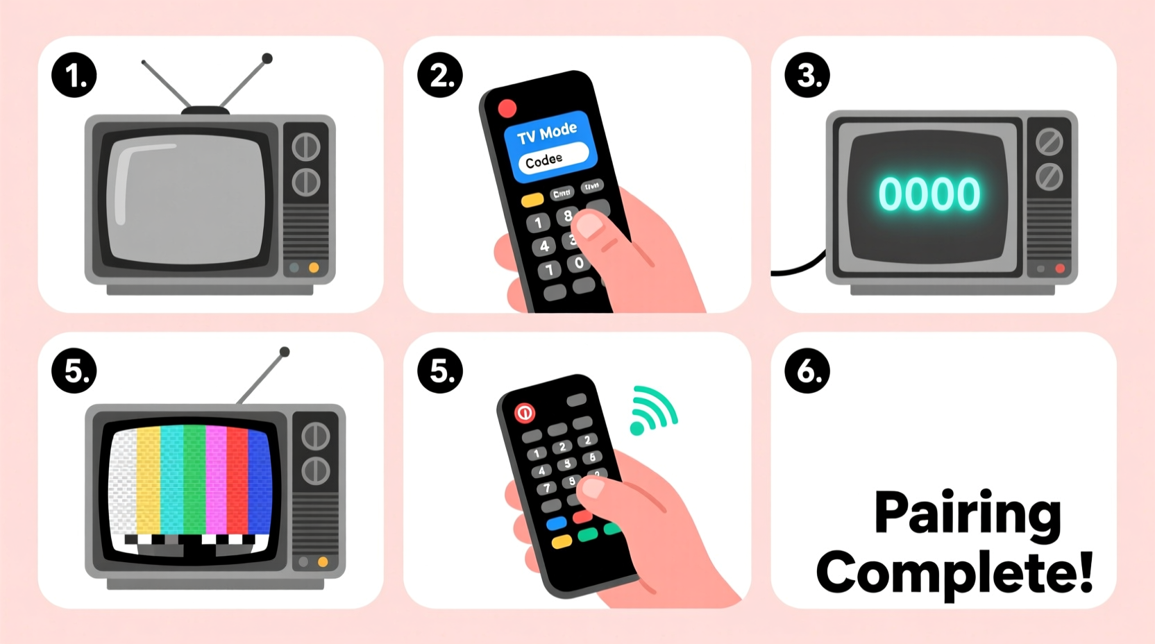 how to pair a universal remote to an old tv step by step