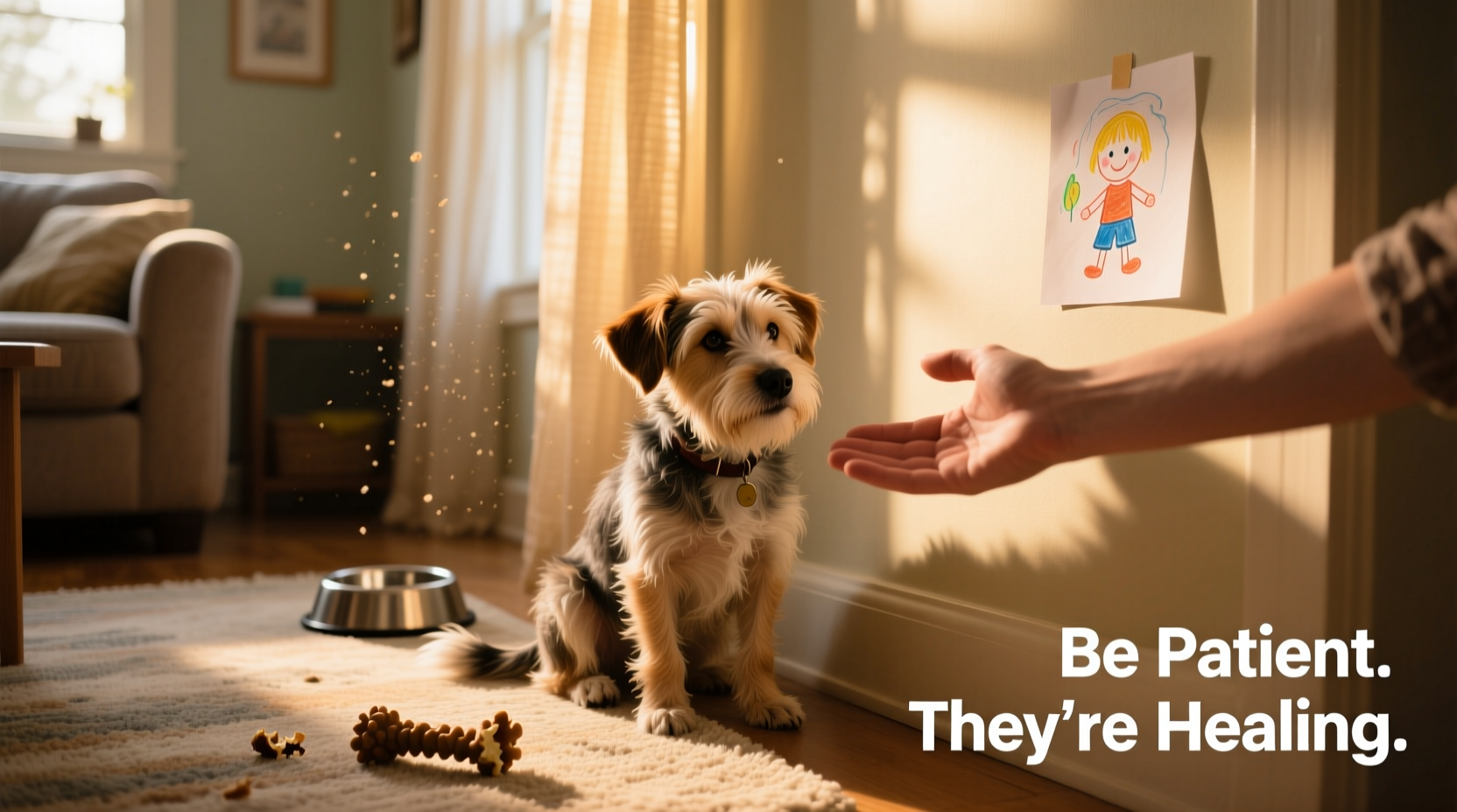 how to calm a scared rescue dog adjusting to a new home