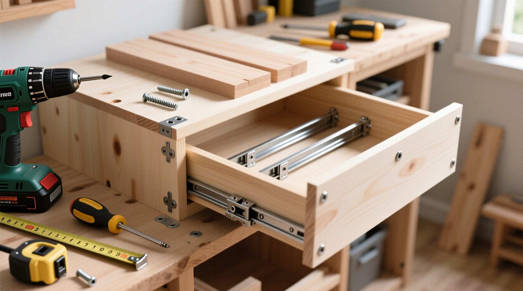build a slide out cabinet drawer in about an hour