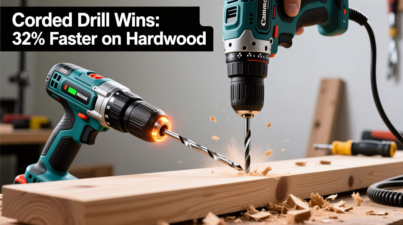 cordless drill vs corded which powers through hardwood projects faster