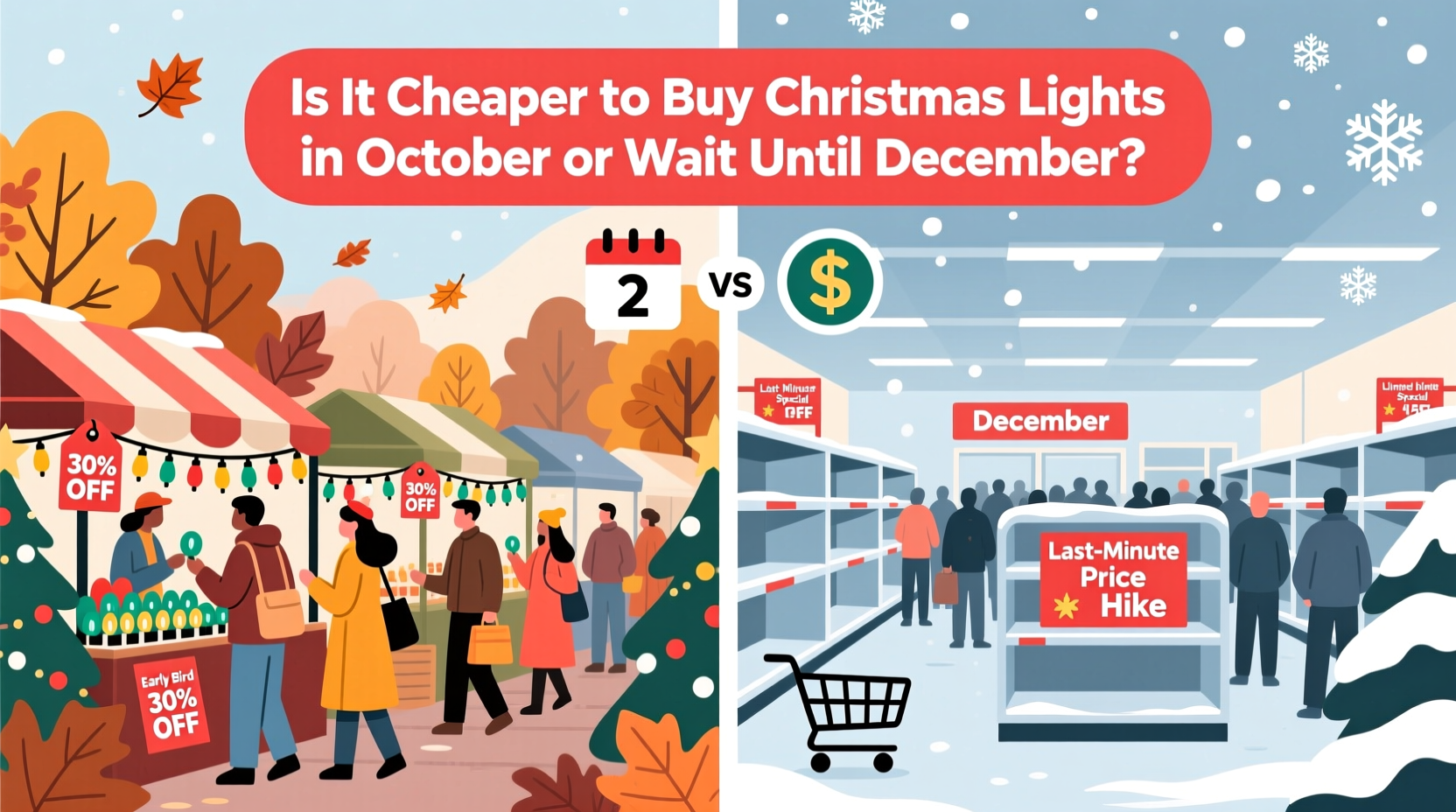 is it cheaper to buy christmas lights in october or wait until december